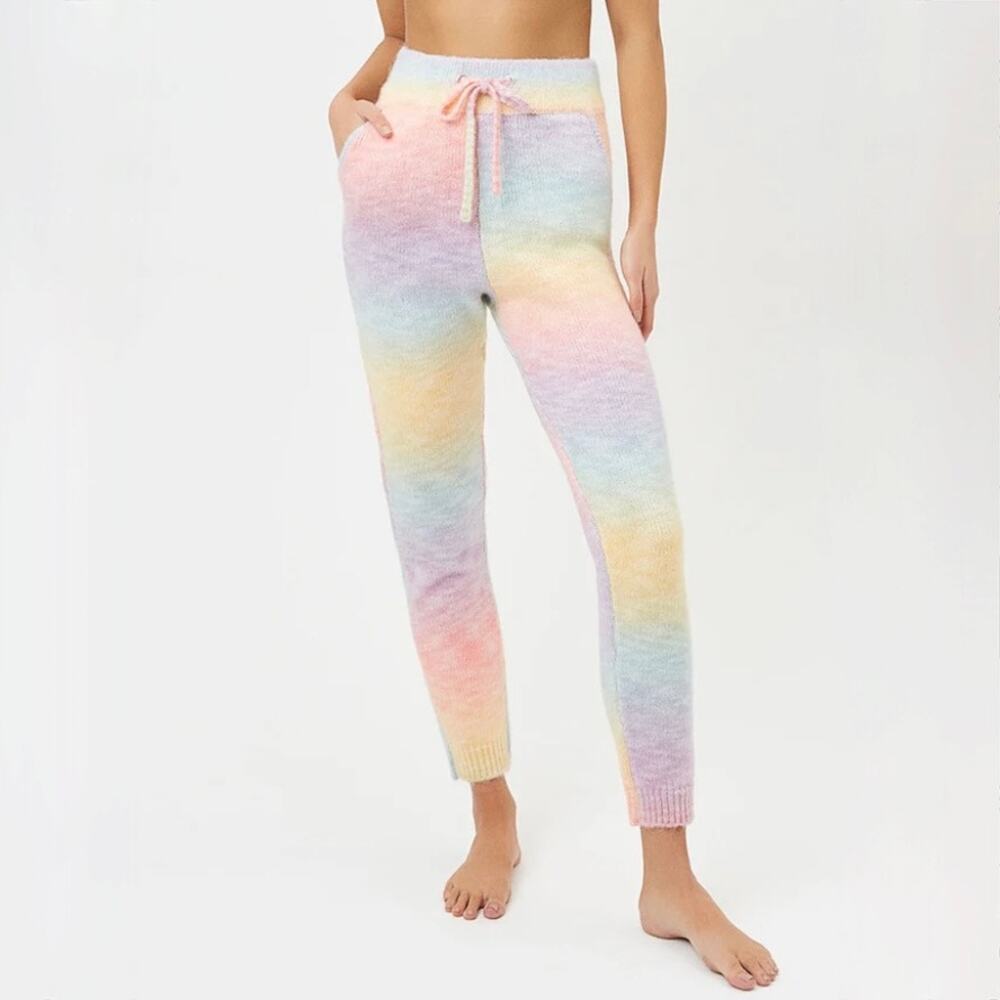 NWT Frankie's Bikinis Frank Knit Sweatpants - Rainbow Multicolor - Size S